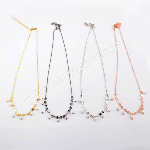 Natural Pearl Metal Chains Necklace WX1322
