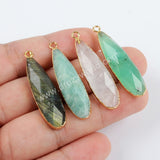 Teardrop Gold Plated White Quartz Crystal Faceted Charm G1524