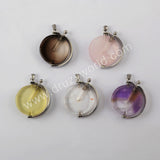 Natural Multi-kind Stones Perfume Bottle Pendant Silver Plated WX1305