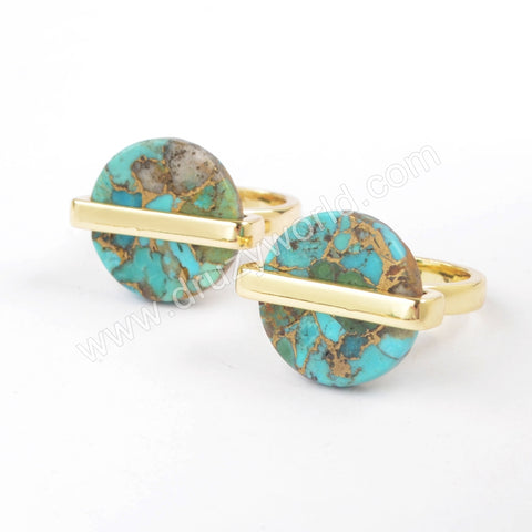 Copper Turquoise Ring Bezel Ring Gold Plated ZG0380