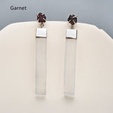 Silver Plated Claw Raw Crystal Chips & Selenite Bar Stud Earrings, Healing Gemstone Jewelry, Boho Stone Earrings ZS0491