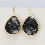 Teardrop Natural Gemstone Gold Plated Earrings, Faceted Crystal Stone Jewelry Earrings WX2148