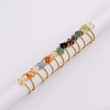 S925 Sterling Silver Claw Gold Plated Rainbow Raw Gemstone Ring, Healing Crystal Stone Ring, Adjustable SS205