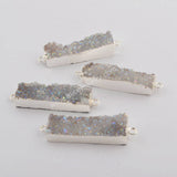 Rectangle Titanium AB Color Druzy Bar Connector Gold Plated, Making Jewelry Craft G0501