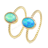 Gold Plated Bezel Oval White Blue Opal Ring ZG0239