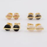 7mm Round Gold Plated Natural Agate Titanium Druzy Stud Earrings, Gemstone Studs, Unique Jewelry ZG0399