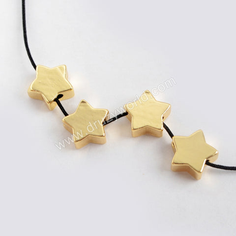 50pcs Wholesale Gold Plated Brass Star Bead PJ108