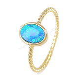 Gold Plated Bezel Oval White Blue Opal Ring ZG0239