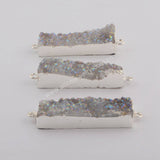 Rectangle Titanium AB Color Druzy Bar Connector Gold Plated, Making Jewelry Craft G0501