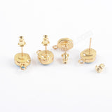 Gold Plated Natural Turquoise Gemstone Stud Earrings With Loop For Dangle Jewelry Making G1709