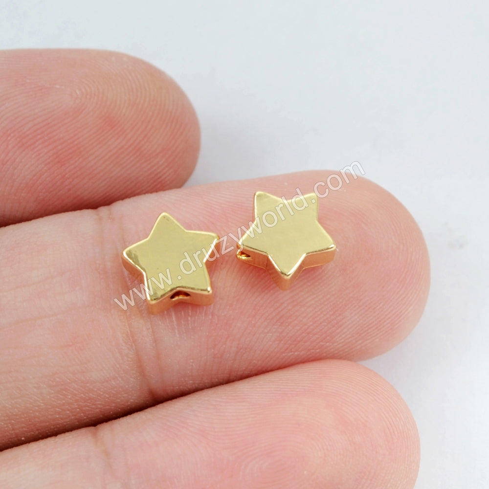 50pcs Wholesale Gold Plated Brass Star Bead PJ108