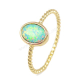 Gold Plated Bezel Oval White Blue Opal Ring ZG0239