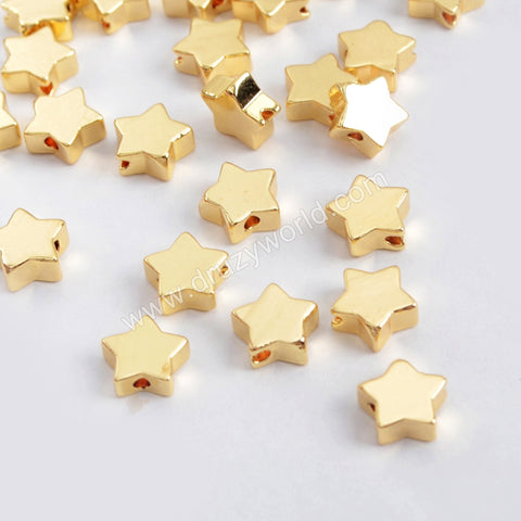 50pcs Wholesale Gold Plated Brass Star Bead PJ108