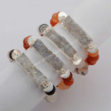 Silve Rectangle AB Color Druzy Bracelet,10mm Agate Beaded Bracelet Jewelry G0608