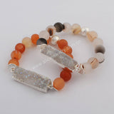 Silve Rectangle AB Color Druzy Bracelet,10mm Agate Beaded Bracelet Jewelry G0608