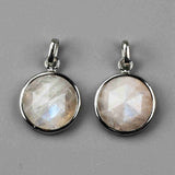 Small Round Silver Bezel Briolette Gemstone Pendant Natural Labradorite Moonstone Copper Turquoise Healing Crystal Pendants Necklace ZS0471