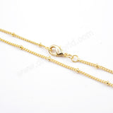 17" Gold Plated Brass Gold Beads Chain Necklace PJ168