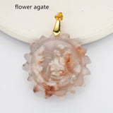 Gold Natural Gemstone Carved Sun Face Pendant WX2210
