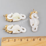 Hippocampus Shape Gold Plated White Shell Charm G1728