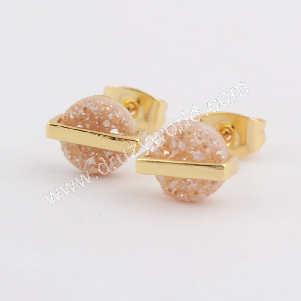 Rose Gold Druzy Stud Earrings