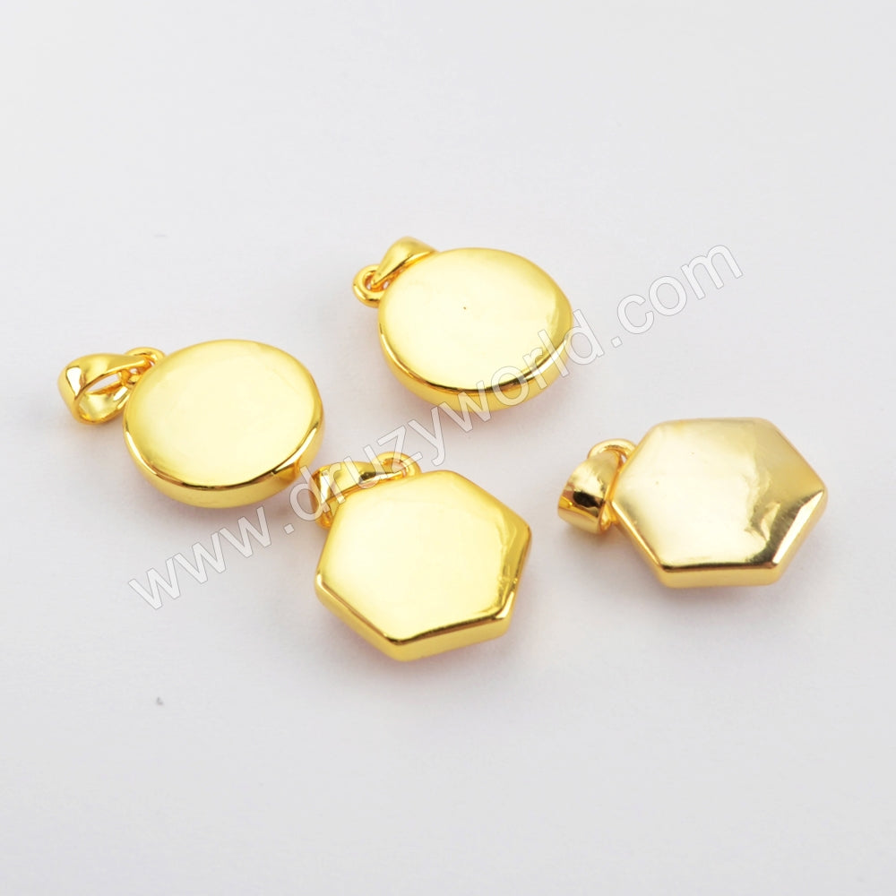 Shell Pendant Charm Jewelry Making Gold Plated WX1324
