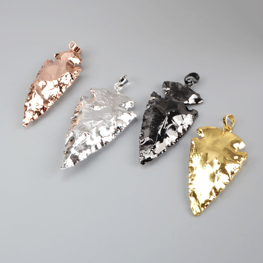 Full Gold Plated Arrowhead Natural Jasper Pendant Bead G0506