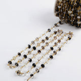 5m/lot,8x5mm Roundel Natural Black Watermelon Crystal Faceted Beads Wire Wrapped Rosary Chain JT187