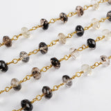 5m/lot,8x5mm Roundel Natural Black Watermelon Crystal Faceted Beads Wire Wrapped Rosary Chain JT187