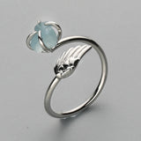 Silver Plated Claw Wing & Raw Crystal Ring, Adjustable, Gemstone Ring, Birthstone Ring, Healing Jewelry ZS0489