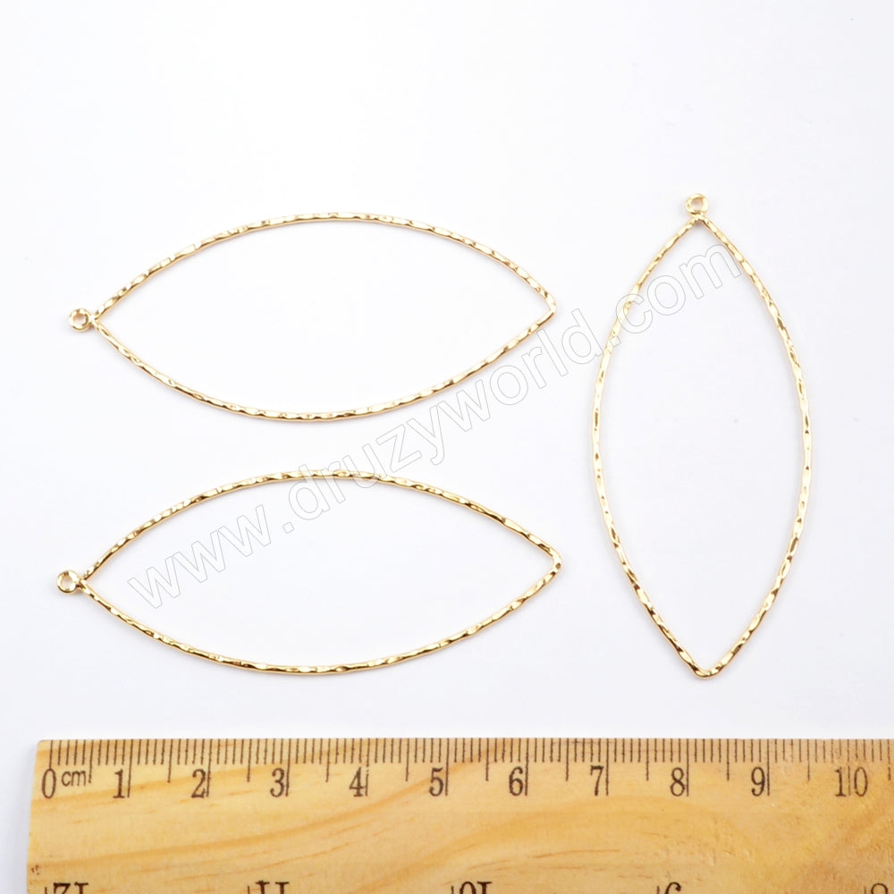 10pcs Wholesale Gold Plated Brass Marquise Charm PJ237