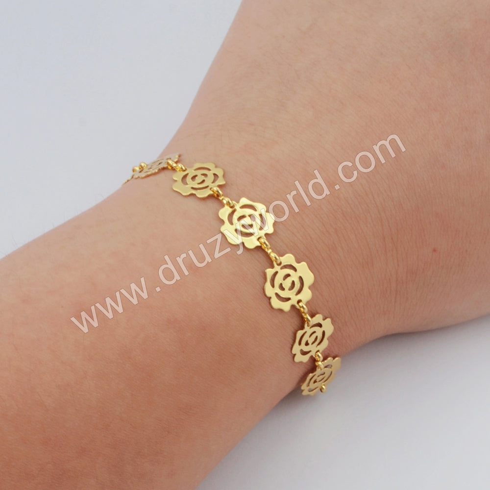 Gold Plated Rose Slice Bracelet PJ415