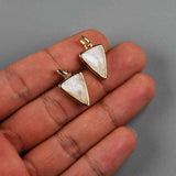 Triangle Gold Bezel Briolette Gemstone Pendant Natural Labradorite Moonstone Copper Turquoise Triangle Pendants ZG0476