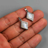 Diamond Shape Silver Bezel Briolette Gemstone Pendant Natural Labradorite Moonstone Copper Turquoise Healing Crystal Pendants Necklace ZS0474