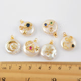 Gold Plated Natural Pearl With Multi CZ Charm G1887