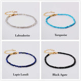 Gold Plated 3mm Genuine Stone Faceted Beaded Bracelet HD0315