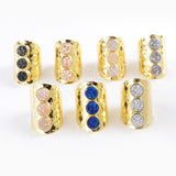 Gold Plated Bezel Three Round Titanium AB White Druzy Band Ring ZG0365