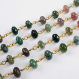 5m/lot,8x5mm Roundel India Agate Faceted Beads Wire Wrapped Rosary Chain JT188