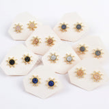 Star Gold Plated CZ Micro Pave Rainbow Natural Titanium Druzy Studs Earring ZG0383