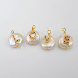 Gold Plated Natural Pearl With Multi CZ Charm WX1263