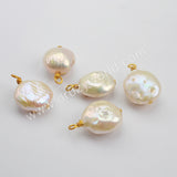 Gold Plated Natural Pearl With Multi CZ Charm WX1263