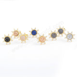 Star Gold Plated CZ Micro Pave Rainbow Natural Titanium Druzy Studs Earring ZG0383