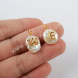 Gold Plated Natural Pearl With Multi CZ Charm WX1263