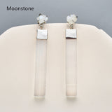 Silver Plated Claw Raw Crystal Chips & Selenite Bar Stud Earrings, Healing Gemstone Jewelry, Boho Stone Earrings ZS0491