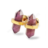 Tiny Boho Gemstone Faceted Point Studs Earrings For Women 18K Gold Plated ZG0348