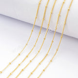 17" Gold Plated Brass Gold Beads Chain Necklace PJ168