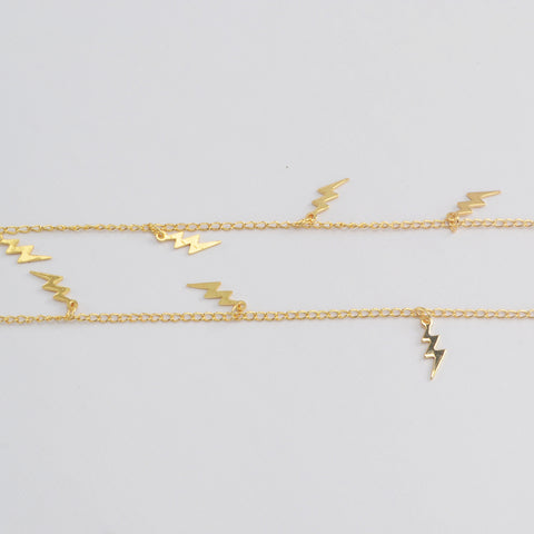 16 Feet Gold Plated Brass Lightning Chain, Skinny Chain, For Necklace Bracelet Jewelry Making, Wholesale Supply PJ510