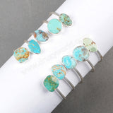 Adjustable Silver Plated Double Freeform Natural Turquoise Bangle Bracelet S0235