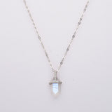 18" of 925 Sterling Silver Hexagon Natural Moonstone Necklace, CZ Micro Pave, Faceted Crystal Neckalce, Wholesale Jewelry LM016