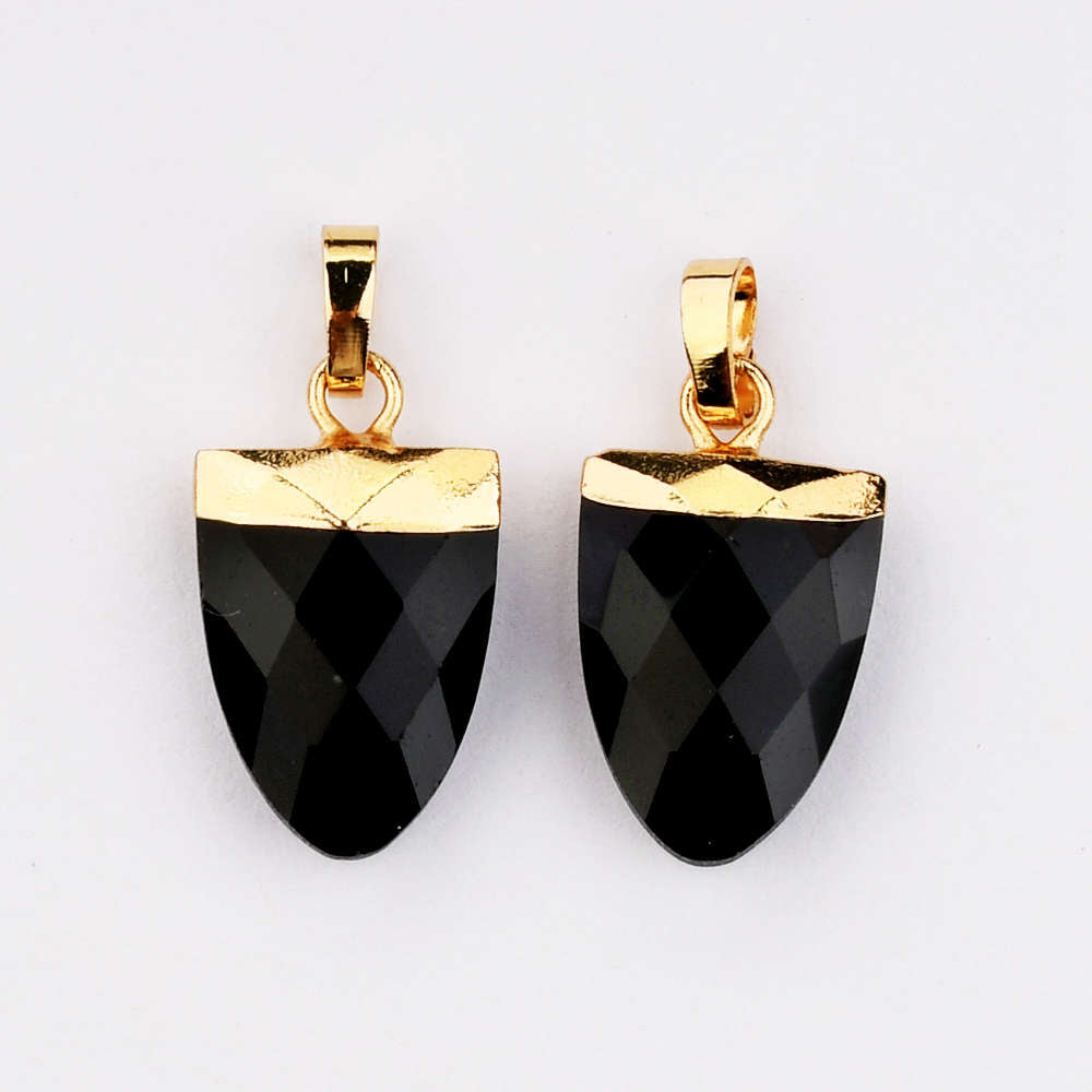 black obsidian pendant small pendant natrual gemstone pendant faceted crystal jewelry 