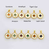 12mm Round Gold Plated Bezel White Shell With Multi-kind Stone Pendant WX2131